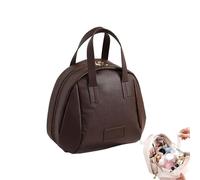 Bolsa de cosméticos de varias capas en forma de concha, bolsa de cosméticos de PU, organizador de cosméticos de maquillaje de gran capacidad, bolsa de maquillaje para mujeres (Marrón)
