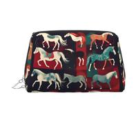 Bolsa de cosméticos de varios tipos de caballos, bolsa de maquillaje portátil de viaje, piel de PVC, con compartimentos, Silver, One Size