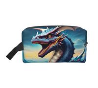 Bolsa de cosméticos de viaje, bolsa de almacenamiento con estampado de dragón volador, organizador portátil de artículos de tocador y maquillaje para mujeres, hombres, uso diario, Dragón rugiente
