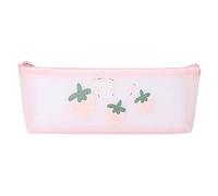 Bolsa de cosméticos de viaje, bolsa de almacenamiento de artículos de papelería de poliuretano suave, 23 x 8,6 x 4,3 cm, organizador de almacenamiento de cables para mujeres y hombres, fresa