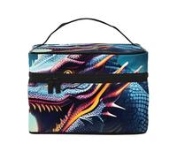 Bolsa de cosméticos de viaje con diseño de dragón rugiendo, bolsa de aseo para hombres y mujeres, adecuada para artículos de tocador cosméticos, Black, Talla única
