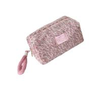 Bolsa de cosméticos de Viaje con Estampado de Leopardo, espaciosa, con Asas cómodas, organizadores de Maquillaje Suaves de Felpa para Almacenamiento Diario del Cuidado de la Piel, Estuche de de Mano