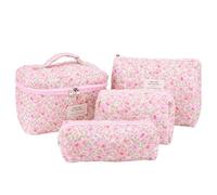 Bolsa de cosméticos de viaje de 4 piezas para mujer, bolsa de maquillaje, bolsa de maquillaje de algodón estético, bolsa de aseo Kawaii, bonita bolsa de belleza para niña limpia, 4pcs-b1, Maletín de