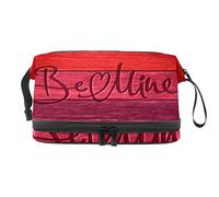 Bolsa de cosméticos de viaje de gran capacidad, Be Mine in Wood Card, bolsa de maquillaje, bolsa de maquillaje impermeable, Varios colores, 27x15x14 cm/10.6x5.9x5.5 in