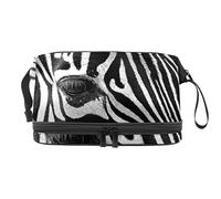 Bolsa de cosméticos de viaje de gran capacidad, bolsa de maquillaje, bolsa de maquillaje impermeable, animal de África, negro y blanco, Varios colores, 27x15x14 cm/10.6x5.9x5.5 in