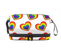 Bolsa de cosméticos de viaje de gran capacidad, bolsa de maquillaje, bolsa de maquillaje impermeable, arco iris, amor, corazón, Varios colores, 27x15x14 cm/10.6x5.9x5.5 in