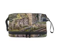 Bolsa de cosméticos de viaje de gran capacidad, bolsa de maquillaje, bolsa de maquillaje impermeable, arquitectura ruinas teatro, Varios colores, 27x15x14 cm/10.6x5.9x5.5 in