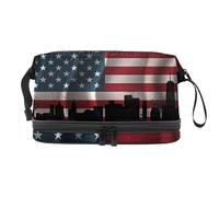 Bolsa de cosméticos de viaje de gran capacidad, bolsa de maquillaje, bolsa de maquillaje impermeable, bandera estadounidense vintage del Bronx-Nueva York, Varios colores, 27x15x14 cm/10.6x5.9x5.5 in