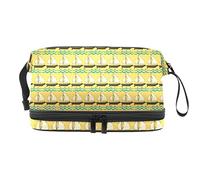Bolsa de cosméticos de viaje de gran capacidad, bolsa de maquillaje, bolsa de maquillaje impermeable, bonito patrón de velero amarillo, Varios colores, 27x15x14 cm/10.6x5.9x5.5 in
