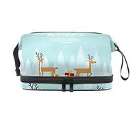 Bolsa de cosméticos de viaje de gran capacidad, bolsa de maquillaje, bolsa de maquillaje impermeable, ciervo Merry Christmas-02, Varios colores, 27x15x14 cm/10.6x5.9x5.5 in