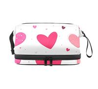 Bolsa de cosméticos de viaje de gran capacidad, bolsa de maquillaje, bolsa de maquillaje impermeable, corazones dibujados a mano, Varios colores, 27x15x14 cm/10.6x5.9x5.5 in