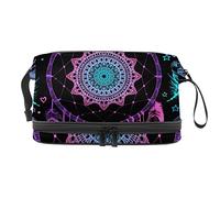 Bolsa de cosméticos de viaje de gran capacidad, bolsa de maquillaje, bolsa de maquillaje impermeable, caprichos bohemios con plumas, Varios colores, 27x15x14 cm/10.6x5.9x5.5 in
