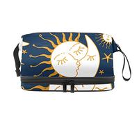 Bolsa de cosméticos de viaje de gran capacidad, bolsa de maquillaje, bolsa de maquillaje impermeable, divertido sol beso luna estrellas, Varios colores, 27x15x14 cm/10.6x5.9x5.5 in