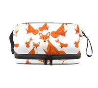 Bolsa de cosméticos de viaje de gran capacidad, bolsa de maquillaje, bolsa de maquillaje impermeable, diseño de zorros Shrewd Looking at You, Varios colores, 27x15x14 cm/10.6x5.9x5.5 in