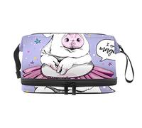 Bolsa de cosméticos de viaje de gran capacidad, bolsa de maquillaje, bolsa de maquillaje impermeable, divertido unicornio de cerdo I Am So Magical, Varios colores, 27x15x14 cm/10.6x5.9x5.5 in
