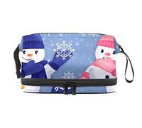 Bolsa de cosméticos de viaje de gran capacidad, bolsa de maquillaje, bolsa de maquillaje impermeable, lindo muñeco de nieve de Navidad Let It Snow, Varios colores, 27x15x14 cm/10.6x5.9x5.5 in