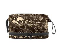 Bolsa de cosméticos de viaje de gran capacidad, bolsa de maquillaje, bolsa de maquillaje impermeable, manuscrito antiguo náutico, Varios colores, 27x15x14 cm/10.6x5.9x5.5 in