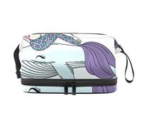 Bolsa de cosméticos de viaje de gran capacidad, bolsa de maquillaje, bolsa de maquillaje impermeable, princesa sirena, Varios colores, 27x15x14 cm/10.6x5.9x5.5 in