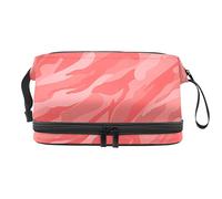 Bolsa de cosméticos de viaje de gran capacidad, bolsa de maquillaje, bolsa de maquillaje impermeable, textura de camuflaje rosa, Varios colores, 27x15x14 cm/10.6x5.9x5.5 in