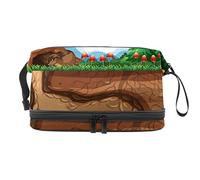 Bolsa de cosméticos de viaje de gran capacidad, bolsa de maquillaje, bolsa de maquillaje impermeable, una familia de conejillos de indias que vive bajo tierra, Varios colores, 27x15x14 cm/10.6x5.9x5.5 in