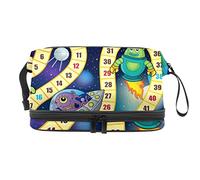 Bolsa de cosméticos de viaje de gran capacidad, bolsa de maquillaje, organizador de bolsa de maquillaje impermeable, divertido tablero de juego Monster Rocket Alien Planet, Varios colores, 27x15x14 cm/10.6x5.9x5.5 in