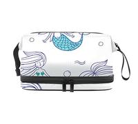 Bolsa de cosméticos de viaje de gran capacidad, bolsa de maquillaje, organizador de bolsa de maquillaje impermeable, sirena del mar del océano bajo el agua, Varios colores, 27x15x14 cm/10.6x5.9x5.5 in