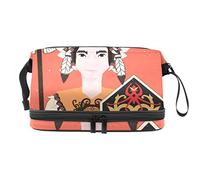 Bolsa de cosméticos de viaje de gran capacidad, bolsa de maquillaje, organizador de bolsa de maquillaje impermeable, mujeres indígenas tradicionales, Varios colores, 27x15x14 cm/10.6x5.9x5.5 in