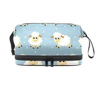 Bolsa de cosméticos de viaje de gran capacidad, bolsa de maquillaje, organizador de bolsa de maquillaje impermeable, sin costuras, dulces sueños de ovejas divertidos animales, Varios colores, 27x15x14 cm/10.6x5.9x5.5 in