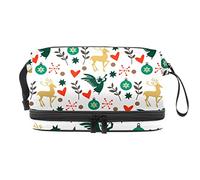 Bolsa de cosméticos de viaje de gran capacidad, bolsa de maquillaje, organizador de bolsa de maquillaje impermeable, corazones de Navidad coloridos, ángeles de ciervo, Varios colores, 27x15x14 cm/10.6x5.9x5.5 in