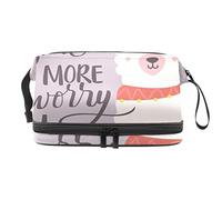 Bolsa de cosméticos de viaje de gran capacidad, bolsa de maquillaje, organizador de bolsa de maquillaje impermeable, baby alpaca Smile More Worry Less-01, Varios colores, 27x15x14 cm/10.6x5.9x5.5 in