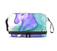 Bolsa de cosméticos de viaje de gran capacidad, bolsa de maquillaje, organizador de bolsa de maquillaje impermeable, bonito unicornio acuarela con dulces sueños, Varios colores, 27x15x14 cm/10.6x5.9x5.5 in