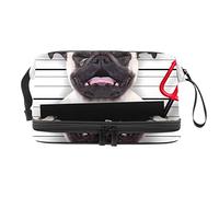 Bolsa de cosméticos de viaje de gran capacidad, bolsa de maquillaje, organizador de bolsa de maquillaje impermeable, Little Demon Bulldog francés, Varios colores, 27x15x14 cm/10.6x5.9x5.5 in