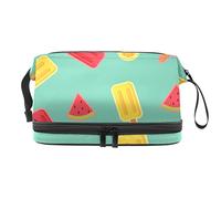 Bolsa de cosméticos de viaje de gran capacidad, bolsa de maquillaje, organizador de bolsas de maquillaje impermeable, helado de verano, naranja sandía, Varios colores, 27x15x14 cm/10.6x5.9x5.5 in
