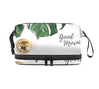 Bolsa de cosméticos de viaje de gran capacidad, bolsa de maquillaje, organizador de bolsas de maquillaje impermeable, té y hojas de buenos días, Varios colores, 27x15x14 cm/10.6x5.9x5.5 in