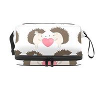 Bolsa de cosméticos de viaje de gran capacidad, bonito patrón de amor de erizo, bolsa de maquillaje, bolsa de maquillaje impermeable, Varios colores, 27x15x14 cm/10.6x5.9x5.5 in