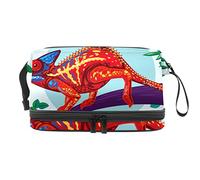 Bolsa de cosméticos de viaje de gran capacidad, camaleón, bolsa de maquillaje, bolsa de maquillaje impermeable, Varios colores, 27x15x14 cm/10.6x5.9x5.5 in