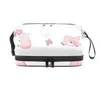 Bolsa de cosméticos de viaje de gran capacidad, cometa de mosca de cerdo rosa, bolsa de maquillaje, bolsa de maquillaje impermeable, Varios colores, 27x15x14 cm/10.6x5.9x5.5 in