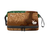 Bolsa de cosméticos de viaje de gran capacidad, con diseño de conejo que vive en el agujero, bolsa de maquillaje, bolsa de maquillaje impermeable, Varios colores, 27x15x14 cm/10.6x5.9x5.5 in