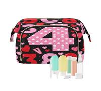 Bolsa de cosméticos de viaje de gran capacidad, con números, día de las matemáticas, para niños, esenciales, bolsa de joyería para cosméticos grandes