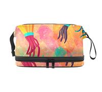 Bolsa de cosméticos de viaje de gran capacidad, diseño de acuarela Festa-Junina, bolsa de maquillaje, bolsa de maquillaje impermeable, Varios colores, 27x15x14 cm/10.6x5.9x5.5 in