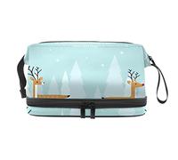 Bolsa de cosméticos de viaje de gran capacidad, diseño de ciervo Merry Christmas-01, bolsa de maquillaje, organizador impermeable, Varios colores, 27x15x14 cm/10.6x5.9x5.5 in