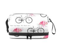 Bolsa de cosméticos de viaje de gran capacidad, diseño de I want to ride my bike, bolsa de maquillaje, bolsa de maquillaje impermeable, Varios colores, 27x15x14 cm/10.6x5.9x5.5 in