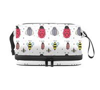 Bolsa de cosméticos de viaje de gran capacidad, diseño de insectos, mosca de abeja, bolsa de maquillaje, organizador impermeable, Varios colores, 27x15x14 cm/10.6x5.9x5.5 in