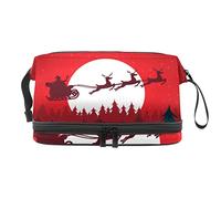 Bolsa de cosméticos de viaje de gran capacidad, diseño navideño Raindeer & Santa-01, bolsa de maquillaje, bolsa de maquillaje impermeable, Varios colores, 27x15x14 cm/10.6x5.9x5.5 in