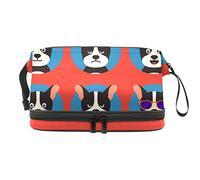 Bolsa de cosméticos de viaje de gran capacidad, divertida y linda expresión de perro, bolsa de maquillaje, bolsa de maquillaje impermeable, Varios colores, 27x15x14 cm/10.6x5.9x5.5 in