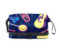Bolsa de cosméticos de viaje de gran capacidad, instrumento de música, guitarra, violín, tambor, jazz, bolsa de maquillaje, bolsa de maquillaje impermeable, Varios colores, 27x15x14 cm/10.6x5.9x5.5 in