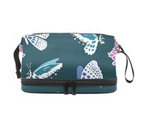 Bolsa de cosméticos de viaje de gran capacidad, mosca de mariposa, bolsa de maquillaje, bolsa de maquillaje impermeable, Varios colores, 27x15x14 cm/10.6x5.9x5.5 in