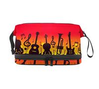 Bolsa de cosméticos de viaje de gran capacidad, para guitarra, violín, jazz, bolsa de maquillaje, bolsa de maquillaje impermeable, Varios colores, 27x15x14 cm/10.6x5.9x5.5 in