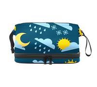 Bolsa de cosméticos de viaje de gran capacidad, patrón climático, bolsa de maquillaje, bolsa de maquillaje impermeable, Varios colores, 27x15x14 cm/10.6x5.9x5.5 in