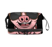 Bolsa de cosméticos de viaje de gran capacidad, patrón de cerdo rosa, bolsa de maquillaje, bolsa de maquillaje impermeable, Varios colores, 27x15x14 cm/10.6x5.9x5.5 in